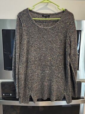 Relativity Oversized Multicolor Fleck Gray Crewneck Sweater
